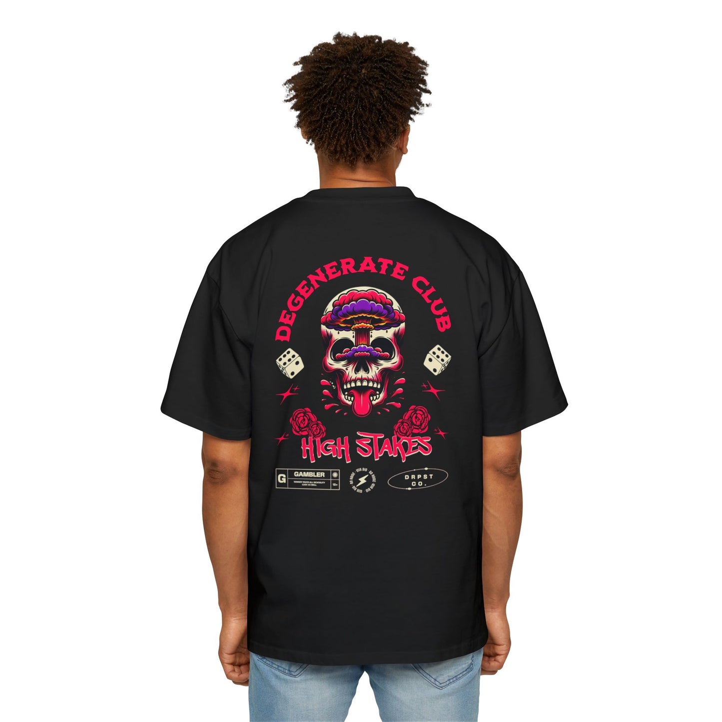 Degenerate Club Skull Tee — "High Stakes" Graphic Oversized Shirt