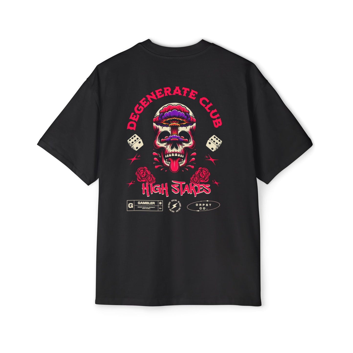 Degenerate Club Skull Tee — "High Stakes" Graphic Oversized Shirt