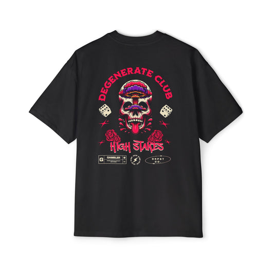 Degenerate Club Skull Tee — "High Stakes" Graphic Oversized Shirt